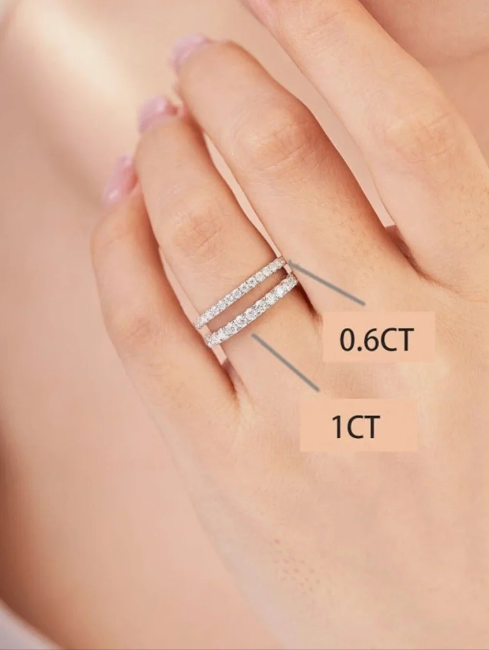 IMOLOVE Moissanite Full Eternity 925 Sterling Silver 1ct Size 8 Ring